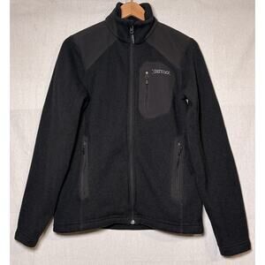 Marmot Wrangell Fleece Jacket Mens Sz Small Black Full Zip Tech Sweater Knit